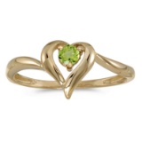 10k Yellow Gold Round Peridot Heart Ring 0.09 CTW
