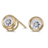 14k Yellow Gold Round White Topaz Bezel Stud Earrings 0.56 CTW