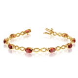 10K Yellow Gold Oval Garnet and Diamond Bracelet 4.26 CTW