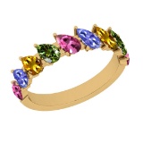 2.50 Ctw I2/I3 Multi Sapphire ,Tanzanite Style Prong Set 10K Yellow Gold Eternity Band Ring