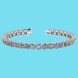 Certified 14.85 Ctw SI1/I2 Diamond Ladies Fashion 18K White Gold Tennis Bracelet