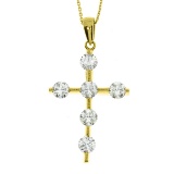 14K Yellow Gold Diamond Cross Pendant