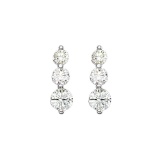 14k White Gold 2 ct 3 Stone Diamond Earring
