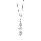 14k White Gold 0.25 Ct Three Stone Diamond Pendant