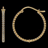 1.18 Ctw SI2/I1 Diamond 14K Yellow Gold Hoop Earrings