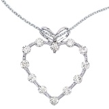 14K White Gold Diamond Heart Pendant