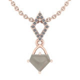 0.69 Ct Natural salt pepper And White Diamond I2/I3 14k Rose Gold Pendant