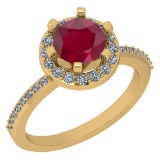 1.52 Ctw VS/SI1 Ruby And Diamond 14K White Gold Engagement Halo Ring