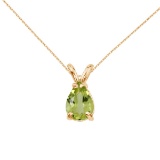 14k Yellow Gold Pear Shaped Peridot  Pendant 0.7 CTW