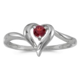 14k White Gold Round Garnet Heart Ring 0.21 CTW