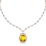 19.43 Ctw SI2/I1 Lemon Topaz And Diamond 14k Rose Gold Victorian Style Necklace