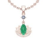 1.32 Ctw VS/SI1 Emerald And Diamond 14K Rose Gold