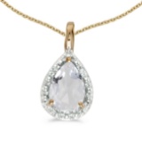 14k Yellow Gold Pear White Topaz Pendant