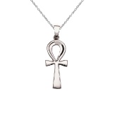 14K White Gold Greek Cross Pendant