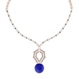 13.56 Ctw SI2/I1 Tanzanite And Diamond 14k Rose Gold Victorian Style Necklace