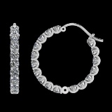 3.40 Ctw SI2/I1 Diamond 14K White Gold Hoop Earrings