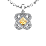 1.66 Ctw VS/SI1 Citrine And Diamond 10K White Gold Necklace