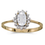 10k Yellow Gold Oval White Topaz And Diamond Ring 0.5 CTW