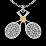 1.32 Ctw SI2/I1 Diamond 14K White&Yellow Two tone Gold Tennis Set Pendant