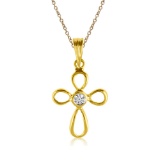 14K Yellow Gold Diamond Cross Pendant