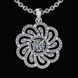 1.14 Ctw I2/I3 Diamond 10K White Gold Vintage Style Pendant