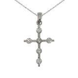 14K White Gold Diamond Cross Pendant
