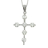 14K White Gold Diamond Cross Pendant 0.85 CTW