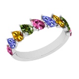 2.50 Ctw I2/I3 Multi Sapphire ,Tanzanite Style Prong Set 10K Yellow Gold Eternity Band Ring