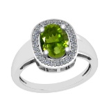 2.22 Ctw VS/SI1 Peridot And Diamond 10K White Gold Vintage Ring