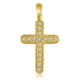 14K Yellow Gold Diamond Cross Pendant