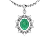 2.00 Ctw Emerald 14K White Gold Necklace