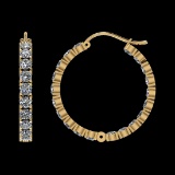 11.20 Ctw SI2/I1 Diamond 14K Yellow Gold Hoop Earrings