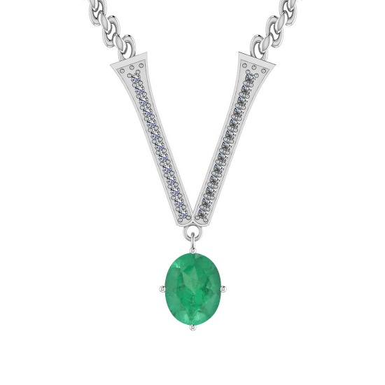 1.59 Ctw VS/SI1 Emerald And Diamond 14K White Gold