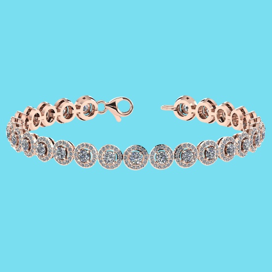 Certified 4.59 Ctw SI1/I2 Diamond 18K Rose Gold Bracelet