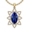 8.24 Ctw VS/SI1 Tanzanite And Diamond 14k Yellow Gold Victorian Style Necklace
