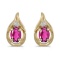 14k Yellow Gold Oval Pink Topaz And Diamond Earrings 0.88 CTW