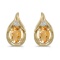 14k Yellow Gold Oval Citrine And Diamond Earrings 0.64 CTW