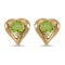 14k Yellow Gold Round Peridot Heart Earrings 0.18 CTW