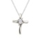 14K White Gold White Topaz and Diamond Cross Pendant 0.29 CTW