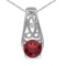 10k White Gold Round Garnet And Diamond Pendant 0.51 CTW