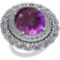 13.79 Ctw Amethyst And Diamond SI2/I1 14k White Gold Victorian Style Ring