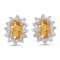 14k Yellow Gold Oval Citrine And Diamond Earrings 0.28 CTW