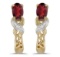 10k Yellow Gold Oval Garnet And Diamond Earrings 0.47 CTW
