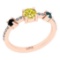 0.81 Ctw I2/I3 Treated Fancy Multi Diamond 14K Rose Gold three Stone Ring