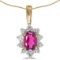 10k Yellow Gold Oval Pink Topaz And Diamond Pendant