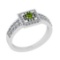 0.50 Ctw I2/I3 Peridot And Diamond 10K White Gold Poker Style Ring