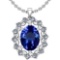6.13 Ctw VS/SI1 Tanzanite And Diamond 14k White Gold Victorian Style Necklace