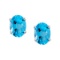 14k White Gold Large 6x8 mm Oval Blue Topaz Studs 3 CTW