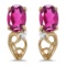 10k Yellow Gold Oval Pink Topaz And Diamond Earrings 0.87 CTW