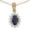 10k Yellow Gold Oval Sapphire And Diamond Pendant 0.41 CTW